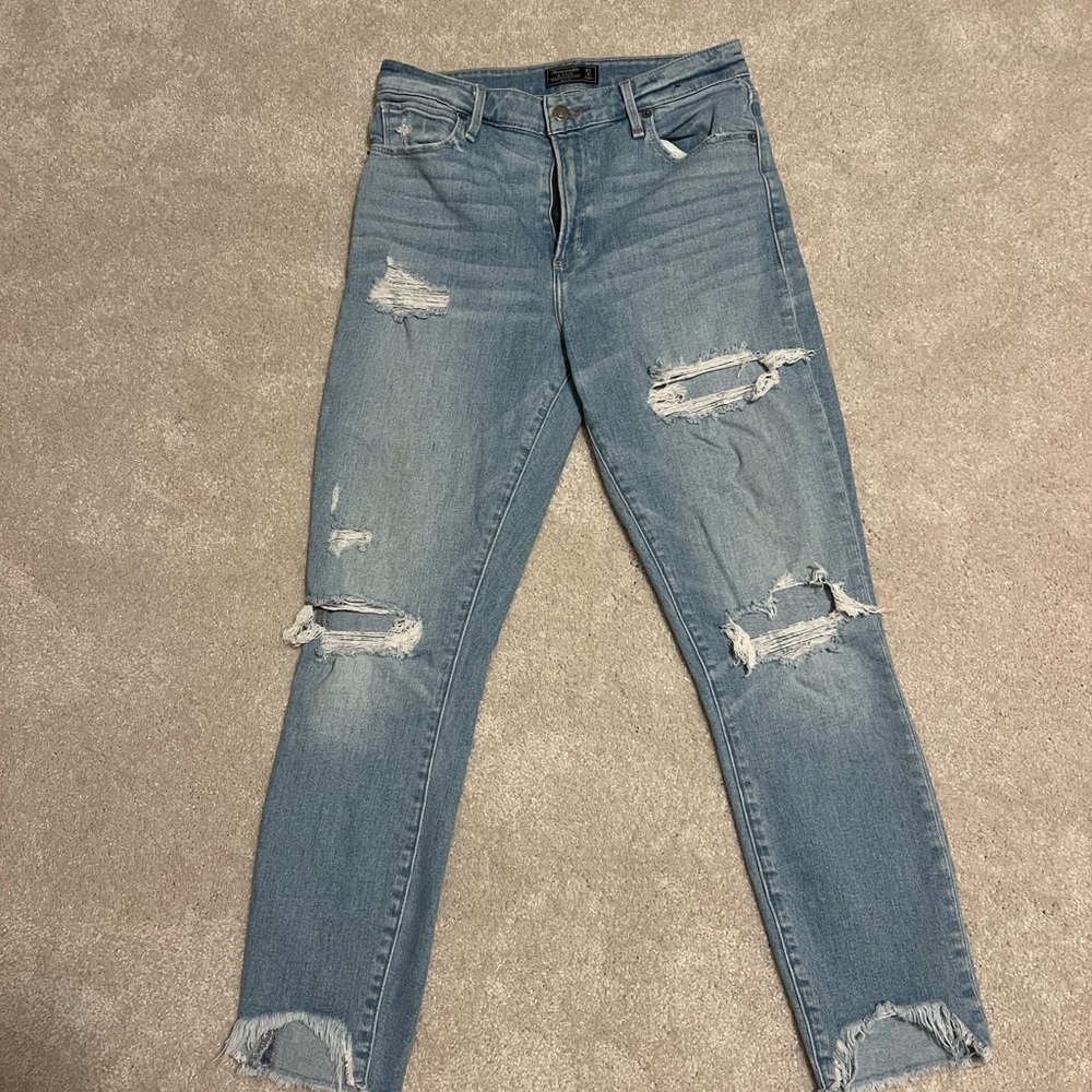 Abercrombie & Fitch Light Blue Distressed Skinny Jeans